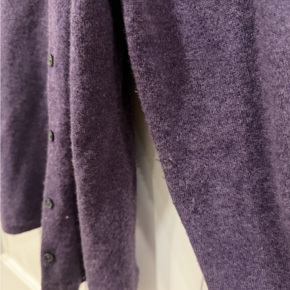 Lands' End Purple Button-Front 100% Cashmere Cardigan - Picture 4 of 4